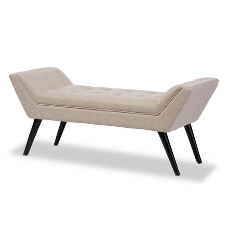 BAXTON STUDIO Tamblin Beige Linen Upholstered Grid-Tufting 50-Inch Bench 119-6382